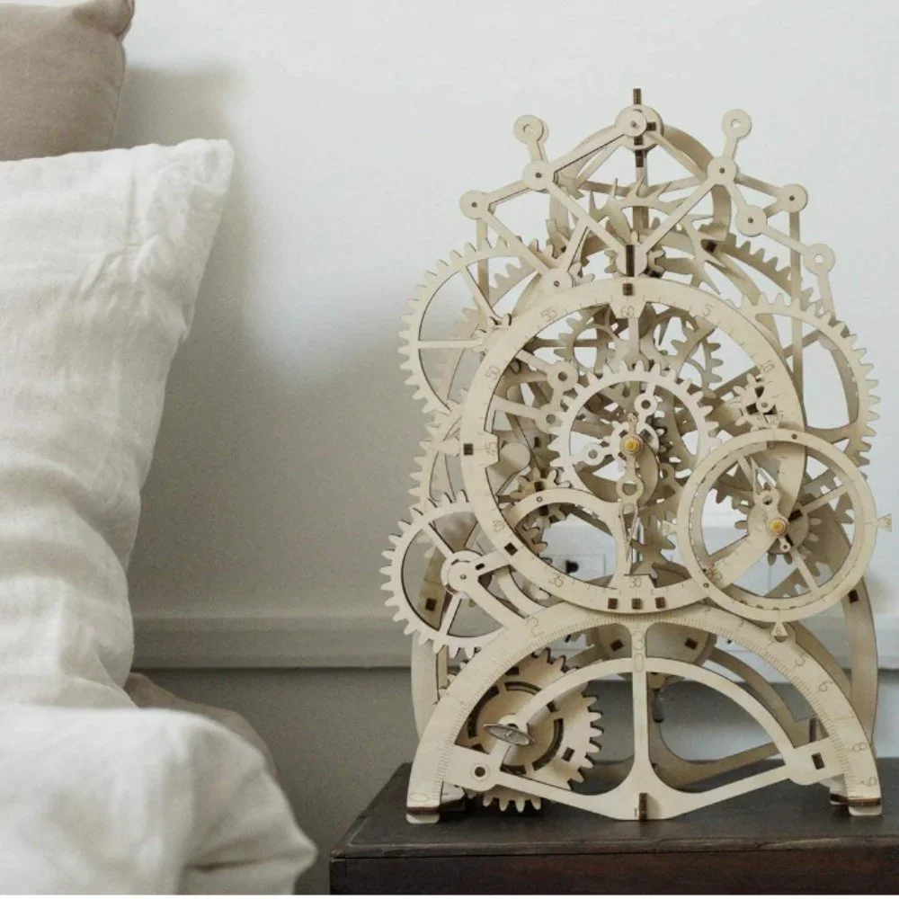 ROKR Pendulum Clock Mechanical Wooden Gear Puzzle Kit_2